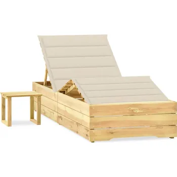 Zahradní lehátko zahrada-XL Zahradní lehátko se stolkem a poduškou impregnovaná borovice 3065956