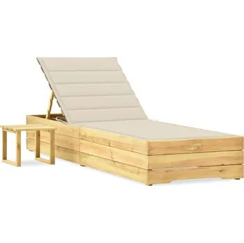 Zahradní lehátko zahrada-XL Zahradní lehátko se stolkem a poduškou impregnovaná borovice 3065926