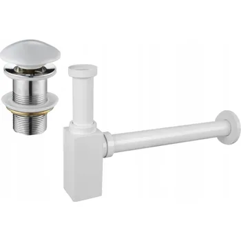 Sifon Mexen poloviční umyvadlový sifon čtvercového tvaru s keramickou výpustí klik-klak, bez přepadu, bílý - 7991060-25 Umyvadlové sifóny