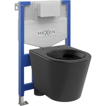 Klozet Mexen nástěnná WC sada stelař Fenix XS-F s mísem WC Rico, černý mat - 6803372XX85 Podomítkové WC sady