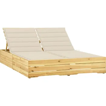 Zahradní lehátko zahrada-XL Dvojité lehátko s krémovými poduškami impregnovaná borovice 3065971