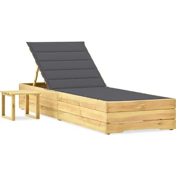 Zahradní lehátko zahrada-XL Zahradní lehátko se stolkem a poduškou impregnovaná borovice 3065924