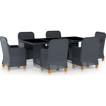 Zahradní sestava zahrada-XL 7dílný zahradní jídelní set s poduškami polyratan tmavě šedý 3060163