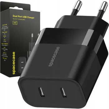 RYCHLÁ SÍŤOVÁ NABÍJEČKA PRO TELEFON SPACECASE 2X USB-C TYP-C 20W 3A