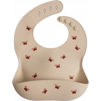 MUSHIE Silikonový bryndák s kapsičkou - Motýlci