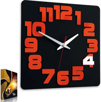 Hodiny Nástěnné hodiny v moderním stylu akrylové Logic Black_Orange Kulatý