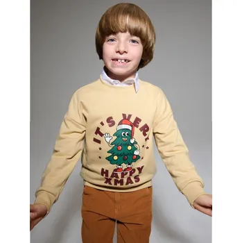 Chlapecká mikina Sinsay - Vánoční mikina s potiskem stromečku - béžová - 949FS-08X - 949FS-08X-104