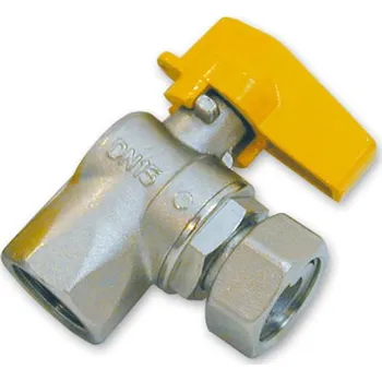 Ventil Ivar Uzávěr kulový 1/2", FM, rohový, plyn, motýl, typ: FIV.8112R/8119R, niklovaná mosaz OT 58