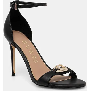 Dámské sandále Kožené sandály Guess KABRINA černá barva, FLTKAB LEA03 FLTKAB.LEA03.BLACK 99X, EUR 40