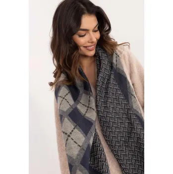 Šála Dámská šála s diamantovým vzorem model 30182 barva džínová