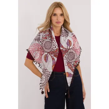 Šála Vzorovaný dámský šátek s třásněmi model 57153 hnědý