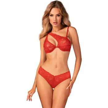 Podprsenka Extravagantní set Atenica set - Obsessive XS/S Červená