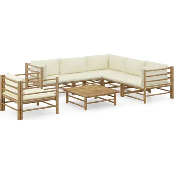 Zahradní sestava zahrada-XL 7dílná zahradní sedací souprava + krémově bílé podušky bambus 3058215