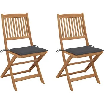 zahrada-XL Skládací zahradní židle s poduškami 2 ks masivní akáciové dřevo 3064644