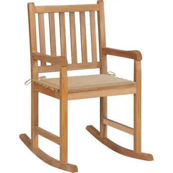 zahrada-XL Houpací křeslo s béžovou poduškou masivní teak 3062760