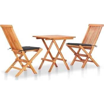 Zahradní sestava zahrada-XL 3dílný bistro set antracitové podušky masivní teakové dřevo 3063225