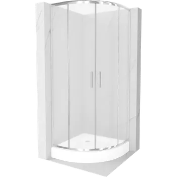 Mexen Rio půlkruhový sprchový kout 80 x 80 cm, matné sklo, chrom + vanička Rio, bílá - 863-080-080-01-30-4710 Sprchové kouty s vaničkou