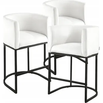 Jídelní židle VEVOR Barové židle 3ks s opěradlem, područkami a podnožkou, bílé