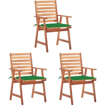 Zahradní nábytek zahrada-XL Zahradní jídelní židle s poduškami 3 ks masivní akáciové dřevo 3064352