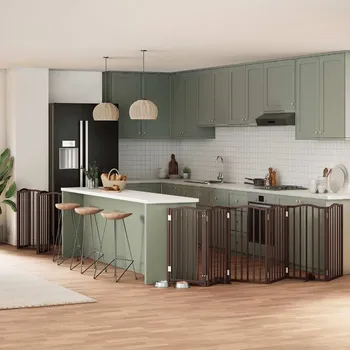 přepravka pro zvíře zahrada-XL Zábrana pro psy s dvířky skládací 15 panelů hnědá 750 cm topol 3155608