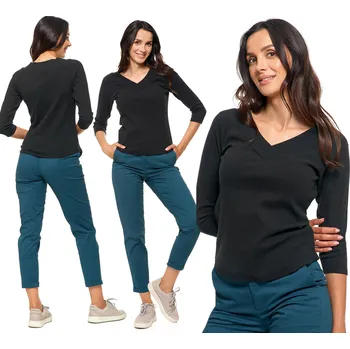 Dámská halenka Dámská Žebrovaná Halenka Tričko s Žebrováním Elegantní Dlouhý Rukáv MORAJ XL