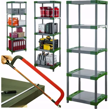 Dílenský regál Plastový skladový regál 180 x 90 x 46 cm