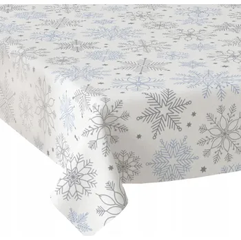 ubrus UBRUS NA STŮL bílý vánoční 140x260 cm PLAMOODPUDIVÝ MATNÝ SILNÝ HLADKÝ