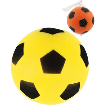 Fotbalový míč _Ostatní 1_ Míč soft pěnový s potiskem fotbalový 18cm 2 barvy v síťce 00861993
