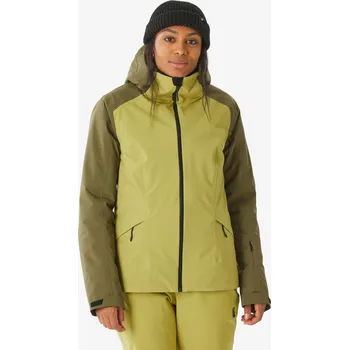 WEDZE Dámská lyžařská a snowboardová bunda hřejivá nepromokavá JKT 500 M KAŠTANOVÁ|ZELENÁ
