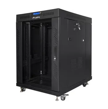 Serverovna Lanberg | RACKOVÁ SKŘÍŇ 19" VOLNĚ STOJÍCÍ 15U/800X1000 (FLAT PACK) ČERNÁ S PROSKLENÝMI DVEŘMI LCD V2