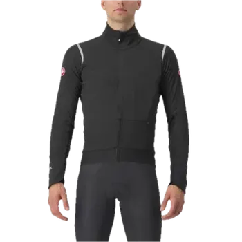 Cyklistická bunda Castelli pánská bunda Alpha Doppio RoS Light Black/Silver Reflex-Fark Gray - L