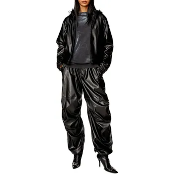 Dámské kalhoty KALHOTY DIESEL P-MARTY-LTHF TROUSERS BLACK4