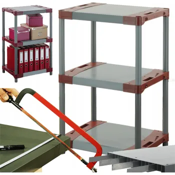 Dílenský regál Plastový regál do garáže TYTAN-3_070_ČERVENÝ