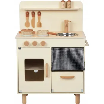 Dětská kuchyňka TOOKY TOY Dřevěná Retro Kuchyňka pro Děti – Béžová | TJ548