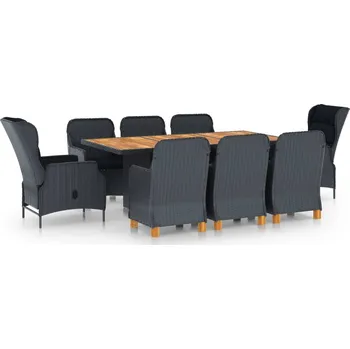 Zahradní lavice zahrada-XL 9dílný zahradní jídelní set s poduškami polyratan tmavě šedý 3060184