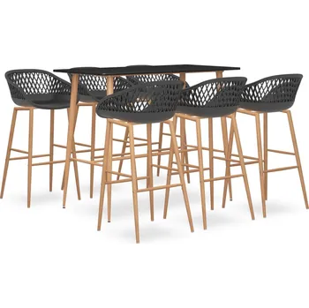 Jídelní set zahrada-XL 7dílný barový set černo-šedý 3057478