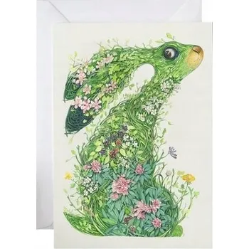 Obálka Přání A157 B6 + obálka - Zajíček s květinami