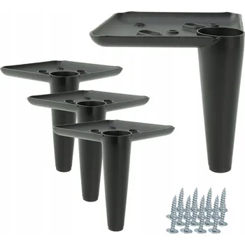 Obraz 4 x Nábytková noha Jehla, černá matná, výška 10 cm