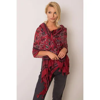 Šála Viskózový šátek s rostlinnými vzory model 08209 vínový