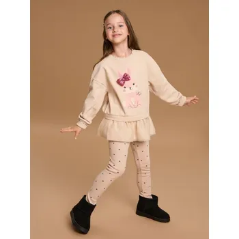 Dívčí mikina Sinsay - Mikina s kulatým výstřihem - béžová - 7262C-80X - 7262C-80X-128