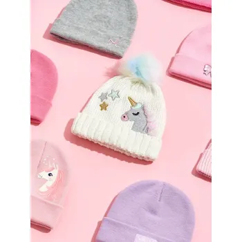 Čepice Sinsay - Čepice s duhovým bambulí a třpytivými aplikacemi - krémová - 123FU-01X - 123FU-01X-M