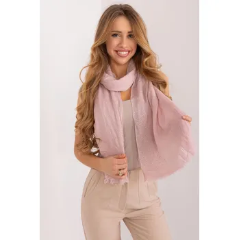 Šála Viskózový šátek s kamínky model 23022 pudrově růžový