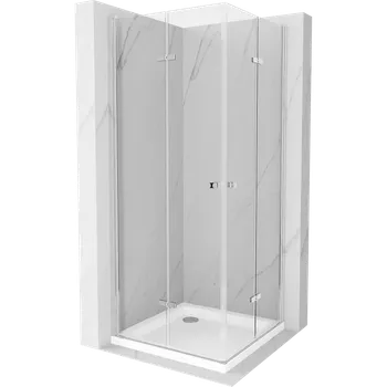 Mexen Lima Duo skládací sprchový kout 70 x 70 cm, transparentní, chrom + vanička Flat - 856-070-070-01-02-4010 Sprchové kouty s vaničkou