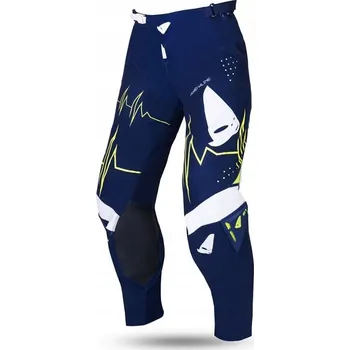 Moto bunda UFO ADRENALINOVÉ KALHOTY SLIM CROSS BARVA MODRÁ BÍLÁ ŽLUTÁ NEON VELIKOST