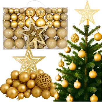 Vánoční dekorace VÁNOČNÍ BAŇKY NA VÁNOČNÍ STROMEK NEROZBITNÉ VÁNOČNÍ OZDOBY zlaté 100 KS SADA XXL