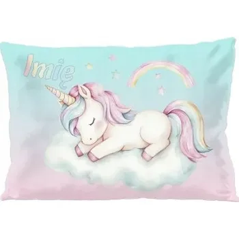 Polštář Polštář Jednorožec spící na obláčku – pastelový pro děti 60x40 cm