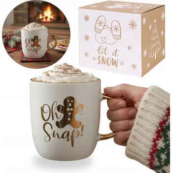 VÁNOČNÍ HRNEK vzor perníček/sušenka ZABALENÝ V KRABIČCE 360 Ml