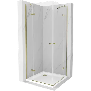 Mexen Roma Duo sprchový kout s otočnými dveřmi 70 x 70 cm, transparentní, zlatý + sprchová vanička Flat Sprchové kouty s vaničkou