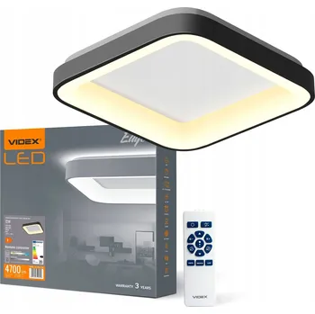 Stropní Svítidlo s stmívačem, časovačem a LED Videx 72W, nástěnný, černý, 45 cm, 4700lm + dálkový ovladač