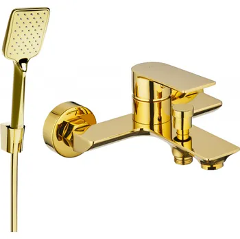 Vodovodní baterie Mexen Alexa R62 vanová baterie se sprchovou soupravou, zlatá - 7123R62-50 Bateriové soupravy